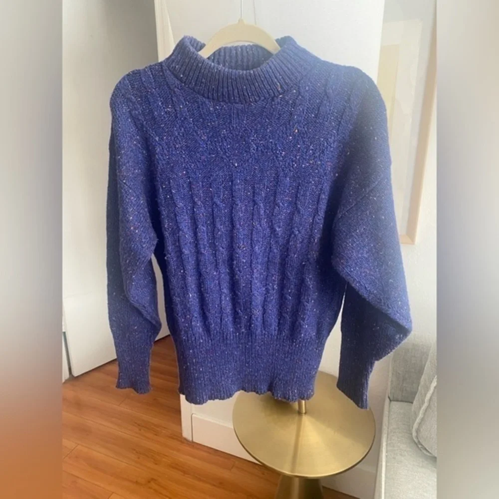 Blue Cable knit Y2K Sweater M Preppy Vintage 90’s Grandma - Picture 4 of 15